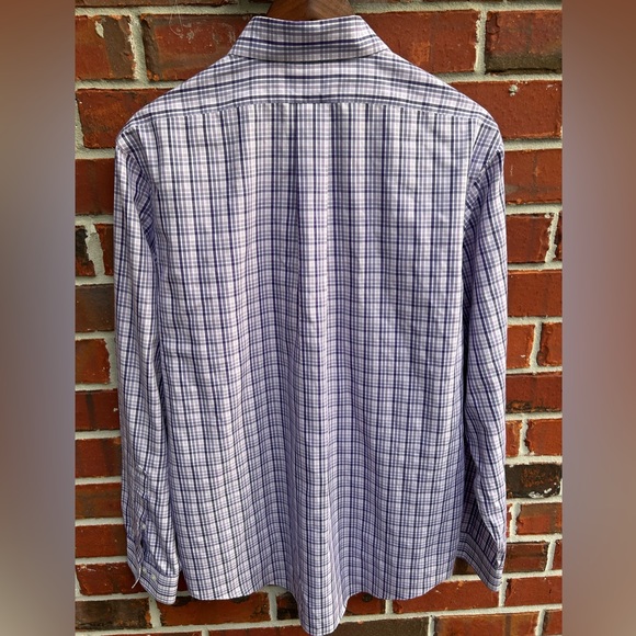Brooks Brothers Mens Non Iron Long Sleeve Button Down Purple & White Large Shirt - Picture 2 of 4